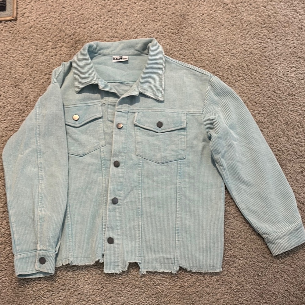 Katydid Blue Boxy Long Sleeve Button Down Shirt